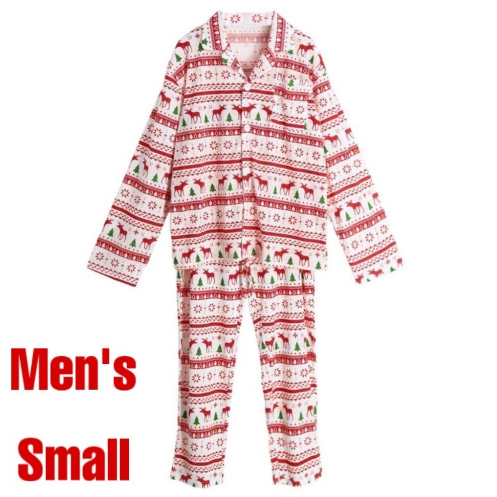 S-Matching Button-Down Winter Christmas Pajamas NIP